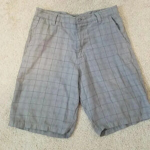 Burnside Shorts 32 Men's Gray Plaid Casual Walking